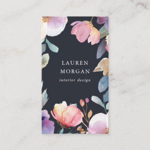 Watercolor Bold Floral Elegant Business Card