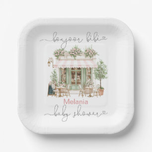   Watercolor bonjoor bebe  baby shower Paper Plat Paper Plate