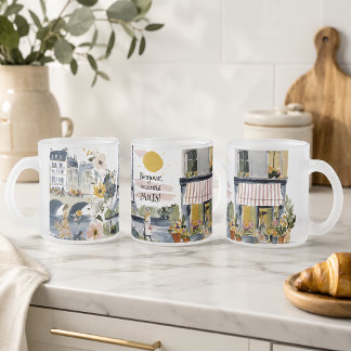 Watercolor Bonjour Beautiful Paris Coffee Mug