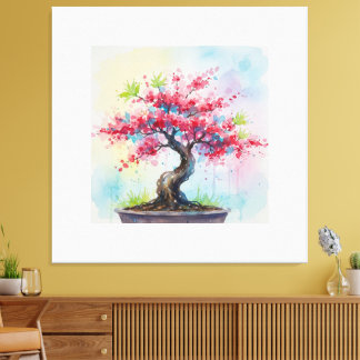 Watercolor Bonsai Canvas Print