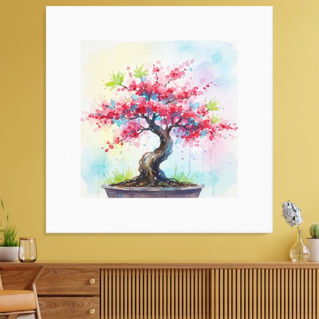 Watercolor Bonsai Canvas Print (Insitu(LivingRoom))