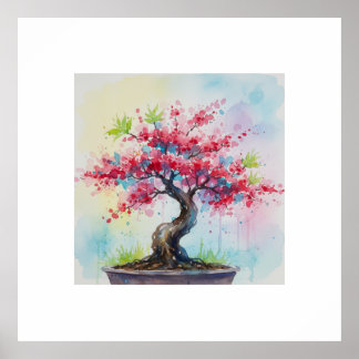 Watercolor Bonsai Poster