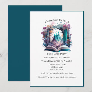 Watercolor Book Castle, Book Club Invitation