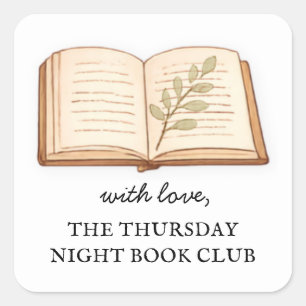 Watercolor Book Club Name Personalised Square Sticker
