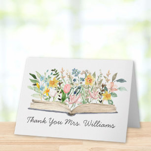 Watercolor Book Flower Floral Teacher Appreciation Card