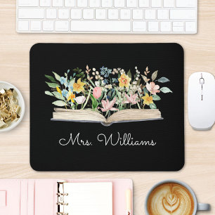 Watercolor Book Flower Floral Teacher Appreciation Mouse Mat