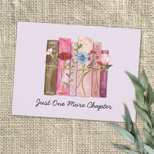 Watercolor Book Flower Pink Purple Reading Quote Postcard
