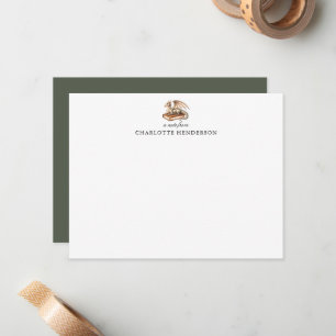 Watercolor Book Lover Dragon Personalised Card