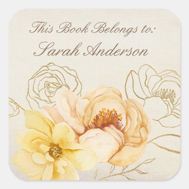 Watercolor Book plate Sticker This Book Belongs To (Front)