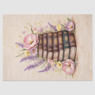 Watercolor Books and Wildflowers Decoupage Tissue Paper