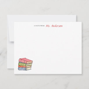Watercolor Books Personalised Teachers flat Card
