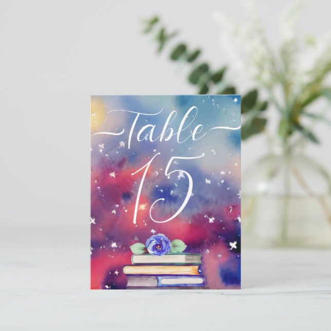  Watercolor Books Purple & Pink Table Number Cards (Standing Front)