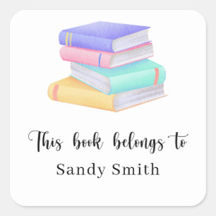 Watercolor books - This book belongs to Square Sticker