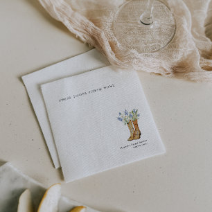 Watercolor Boots Bridal Shower Napkin