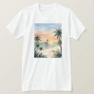 Watercolor Boracay Sunset Beach Philippines Shirt