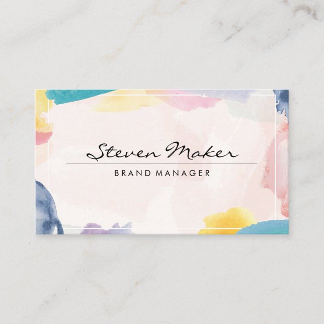 Watercolor Border Business Card (Front)