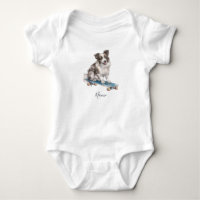 Watercolor Border Collie Baby Bodysuit