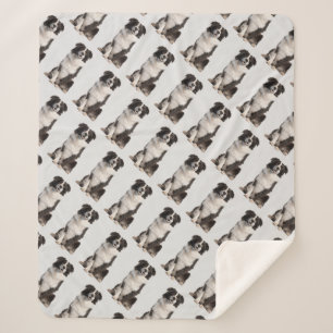 Watercolor Border Collie Dog Pet  Sherpa Blanket