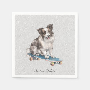 Watercolor Border Collie Napkins