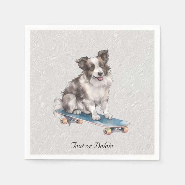 Watercolor Border Collie Napkins (Front)