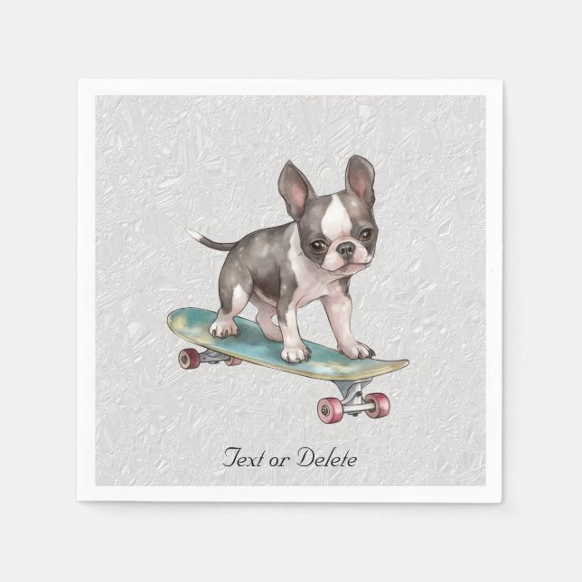 Watercolor Boston Terrier Napkins (Front)