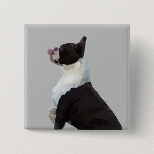Watercolor Boston Terrier Pin Button