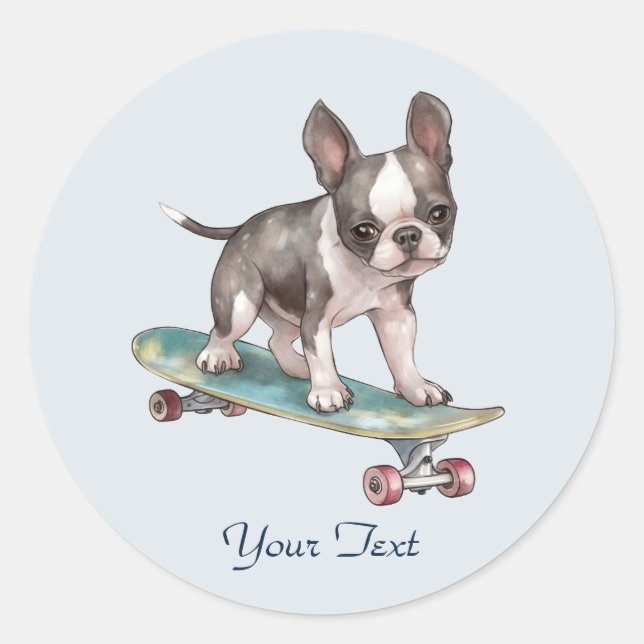 Watercolor Boston Terrier Sticker (Front)
