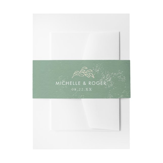 watercolor botanic monogram pastel Wedding Invitation Belly Band (Front Example)