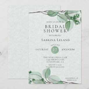 Watercolor Botanical Bridal Shower Green Invitation