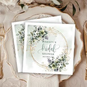 Watercolor Botanical Bridal Shower Party Napkins