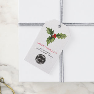 Watercolor Botanical Business Logo Christmas Gift Tags