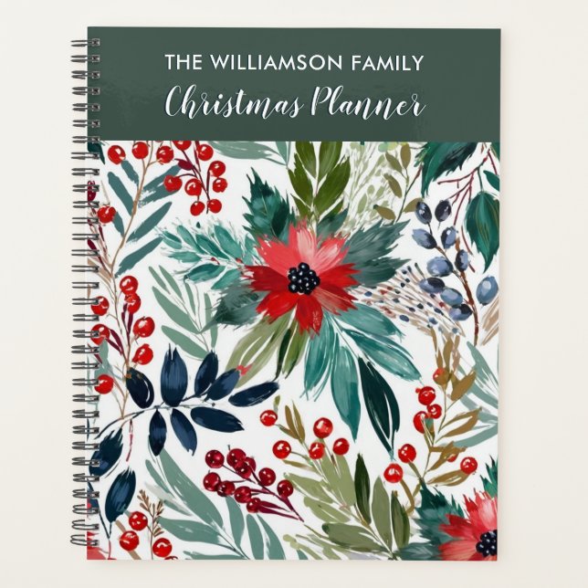 Watercolor Botanical Christmas Planner (Front)