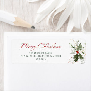 Watercolor Botanical Christmas Return Address