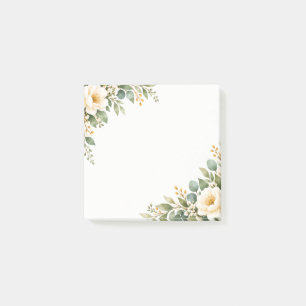 Watercolor Botanical Corner Floral Stationery Post-it Notes