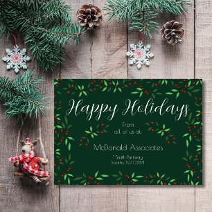 Watercolor Botanical Corporate Holiday Christmas Card
