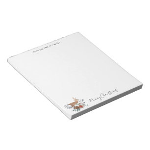 Watercolor Botanical Deer Christmas Holiday Notepad