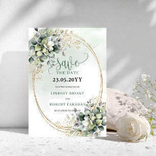 Watercolor Botanical Dusty Green Save The Date