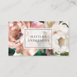 Watercolor botanical elegant floral and foliage business card