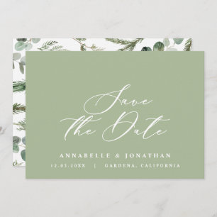 Watercolor botanical elegant script non photo save the date