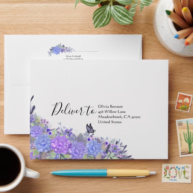 Watercolor Botanical Envelope (Desk)