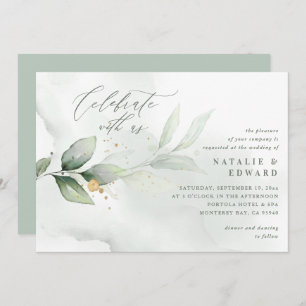 Watercolor botanical eucalyptus sage green wedding