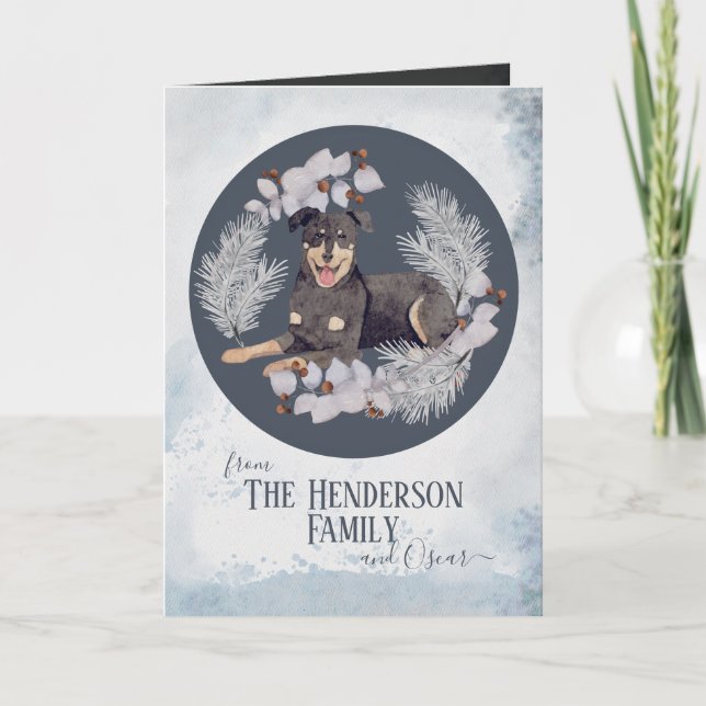 Watercolor Botanical Family Christmas Holiday Card (Front)