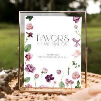 Watercolor Botanical Favours Please Take One Poste