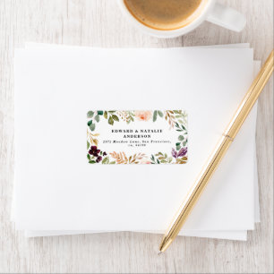 watercolor botanical floral and foliage label
