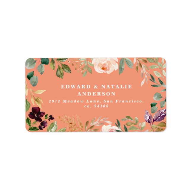 watercolor botanical floral and foliage label (Front)
