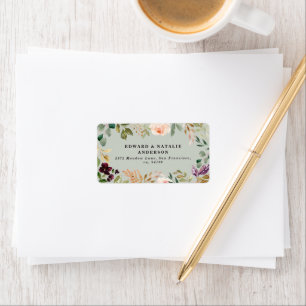 watercolor botanical floral and foliage label