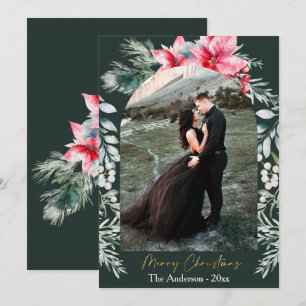 Watercolor Botanical Floral Christmas Holiday Card