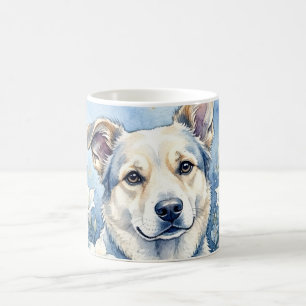 Watercolor Botanical Floral Dog Portrait Coffee Mug