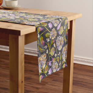 Watercolor Botanical Floral Leaf Boho  Short Table Runner