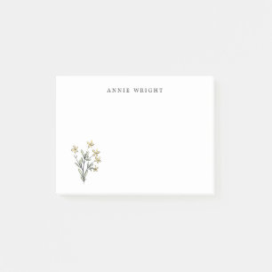 Watercolor Botanical Floral Personalise Stationery Post-it Notes